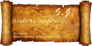 Izsáki Jolán névjegykártya